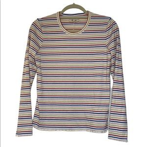 Madewell T-shirt striped thermal long sleeve round neckline ruffled size small